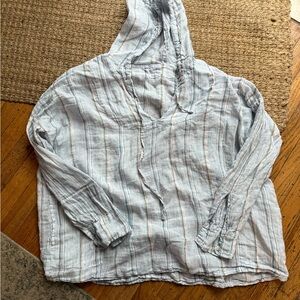 Free People x CP Shades Linen Alex Stripe Hoodie Oversized cover up size: Small